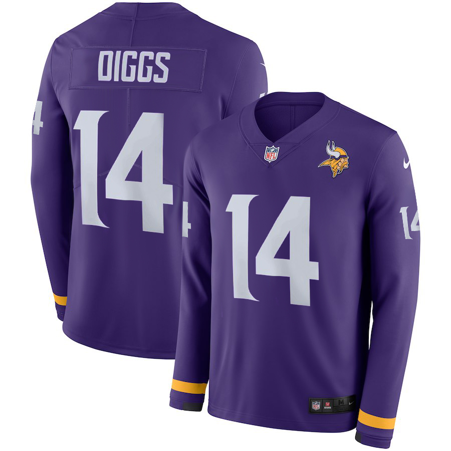 Men Minnesota Vikings #14 Diggs purple  Limited NFL Nike Therma Long Sleeve Jersey->women nfl jersey->Women Jersey